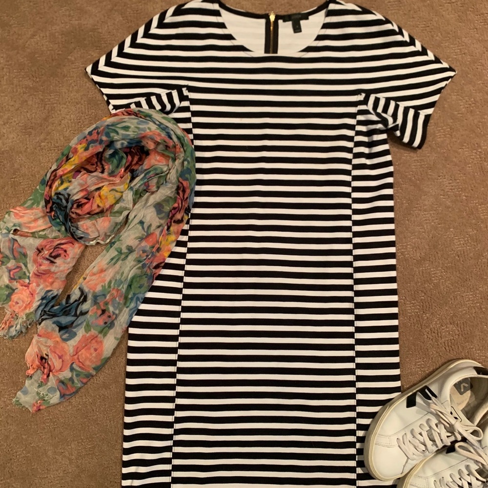 J. Crew Striped black white dress size small